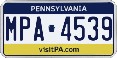 PA license plate MPA4539