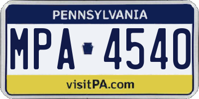 PA license plate MPA4540