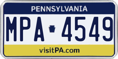 PA license plate MPA4549