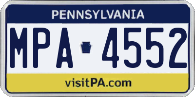 PA license plate MPA4552