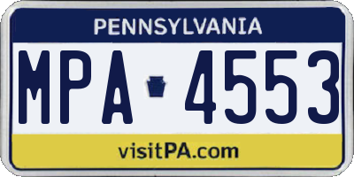 PA license plate MPA4553
