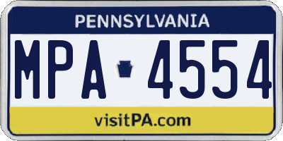 PA license plate MPA4554