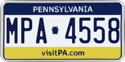 PA license plate MPA4558