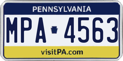 PA license plate MPA4563