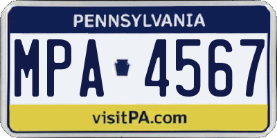 PA license plate MPA4567