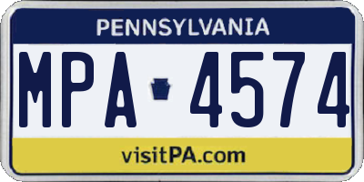 PA license plate MPA4574