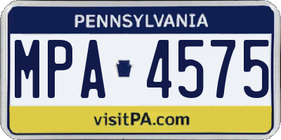 PA license plate MPA4575