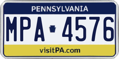 PA license plate MPA4576