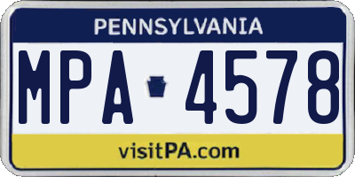 PA license plate MPA4578