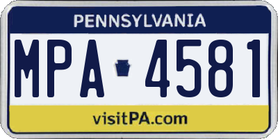 PA license plate MPA4581