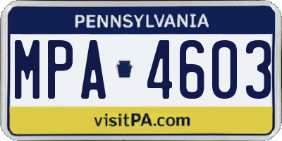 PA license plate MPA4603