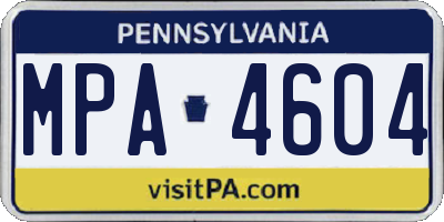 PA license plate MPA4604