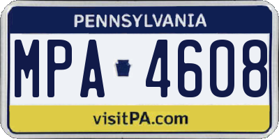 PA license plate MPA4608