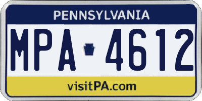 PA license plate MPA4612