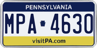 PA license plate MPA4630