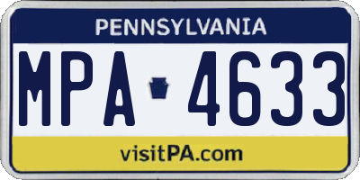 PA license plate MPA4633