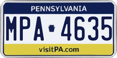 PA license plate MPA4635