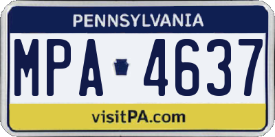 PA license plate MPA4637