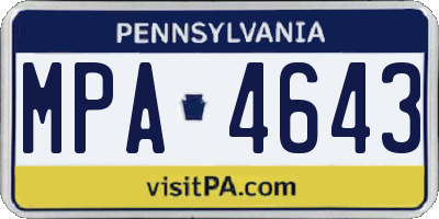 PA license plate MPA4643