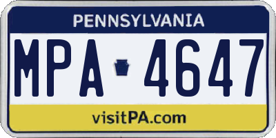 PA license plate MPA4647