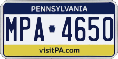 PA license plate MPA4650