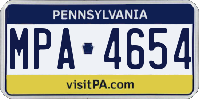 PA license plate MPA4654