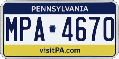 PA license plate MPA4670