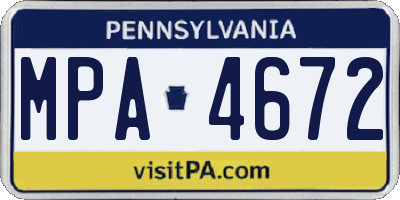 PA license plate MPA4672