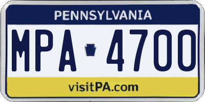 PA license plate MPA4700