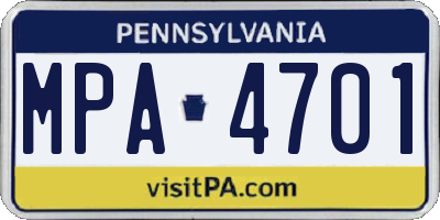 PA license plate MPA4701
