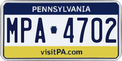 PA license plate MPA4702