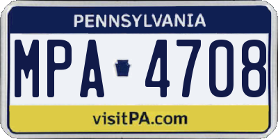 PA license plate MPA4708