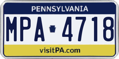 PA license plate MPA4718