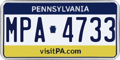 PA license plate MPA4733