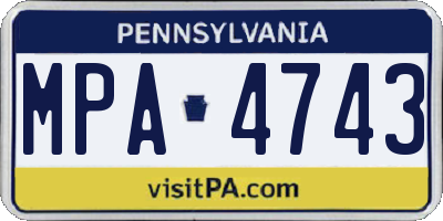 PA license plate MPA4743