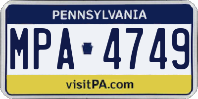 PA license plate MPA4749