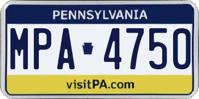 PA license plate MPA4750