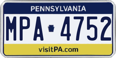 PA license plate MPA4752