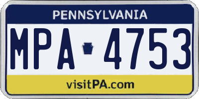 PA license plate MPA4753