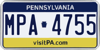 PA license plate MPA4755