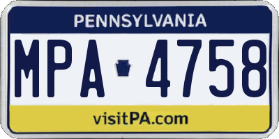 PA license plate MPA4758