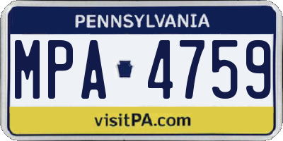 PA license plate MPA4759