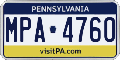 PA license plate MPA4760