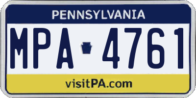 PA license plate MPA4761
