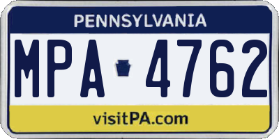 PA license plate MPA4762