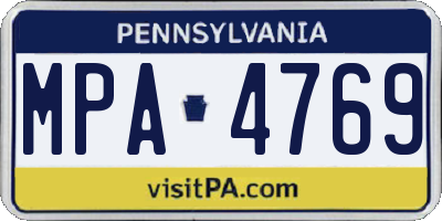 PA license plate MPA4769