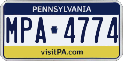 PA license plate MPA4774