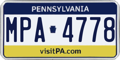 PA license plate MPA4778
