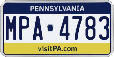 PA license plate MPA4783