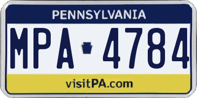 PA license plate MPA4784